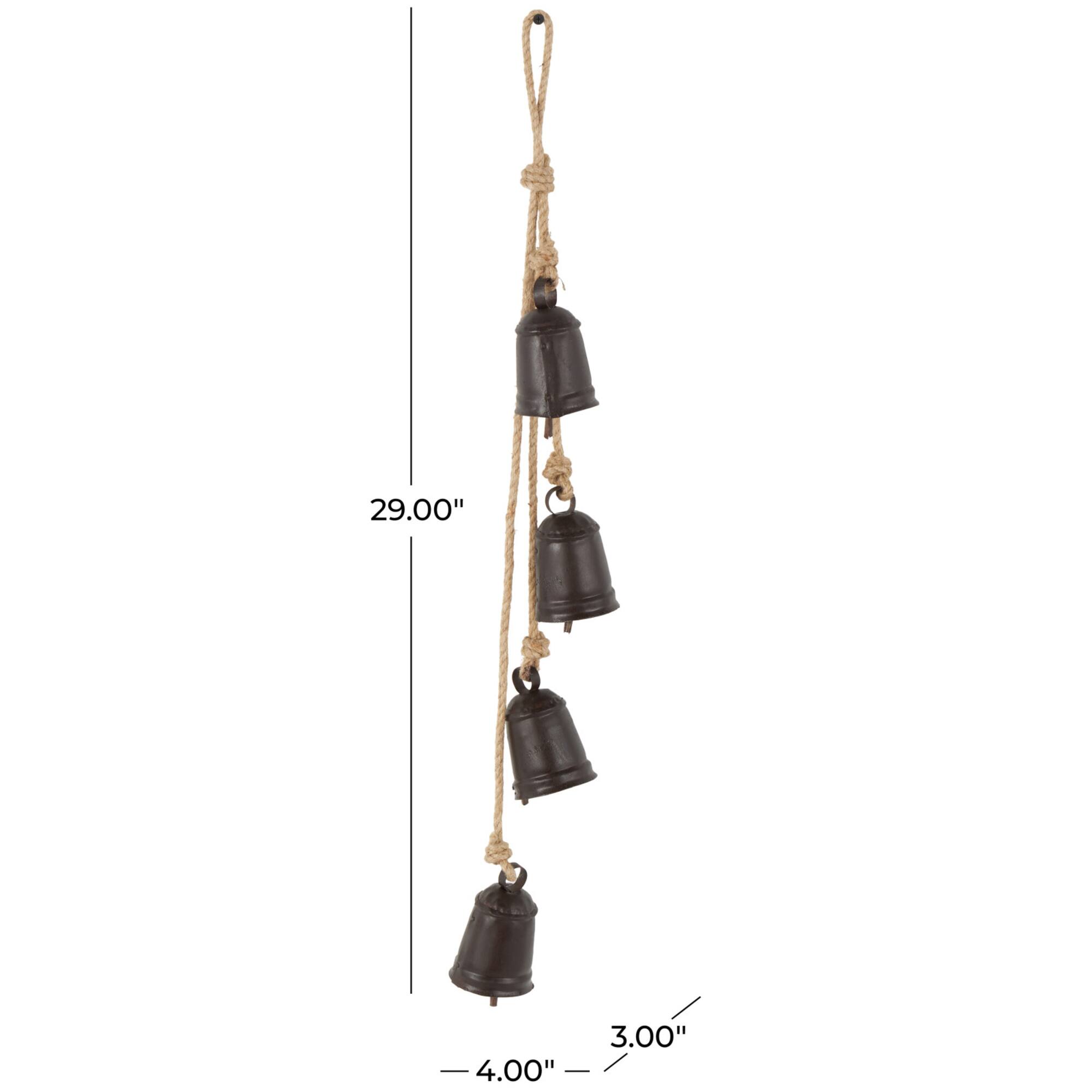 29" Metal Handmade Decorative Cow Bell with Jute Hanging Rope